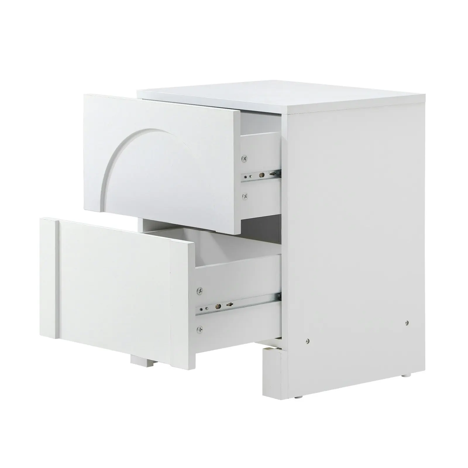 Oikiture 2X Bedside Table 2 Drawers Side Table Storage Cabinet Nightstand White