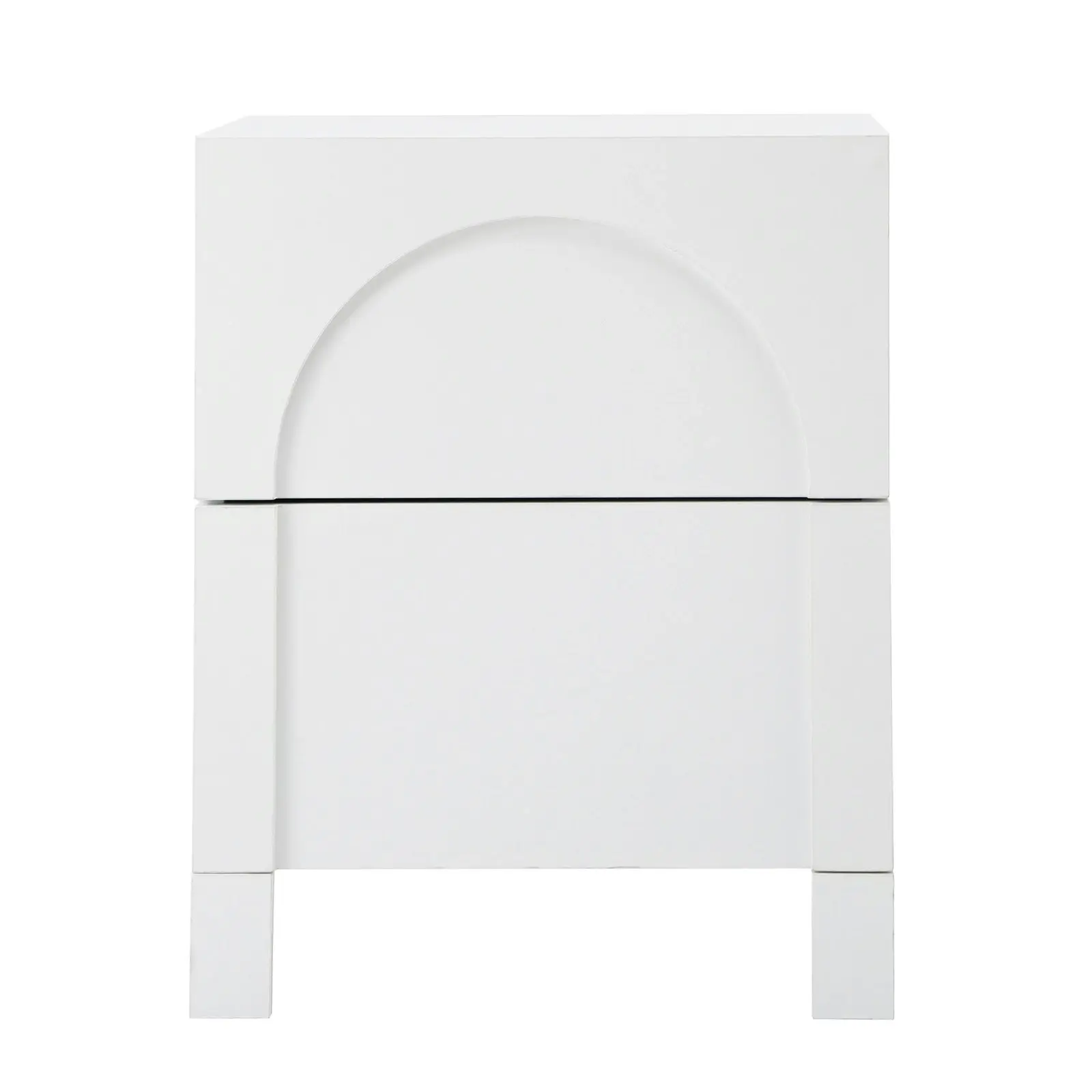 Oikiture Bedside Table 2 Drawers Side Table Storage Cabinet Nightstand White