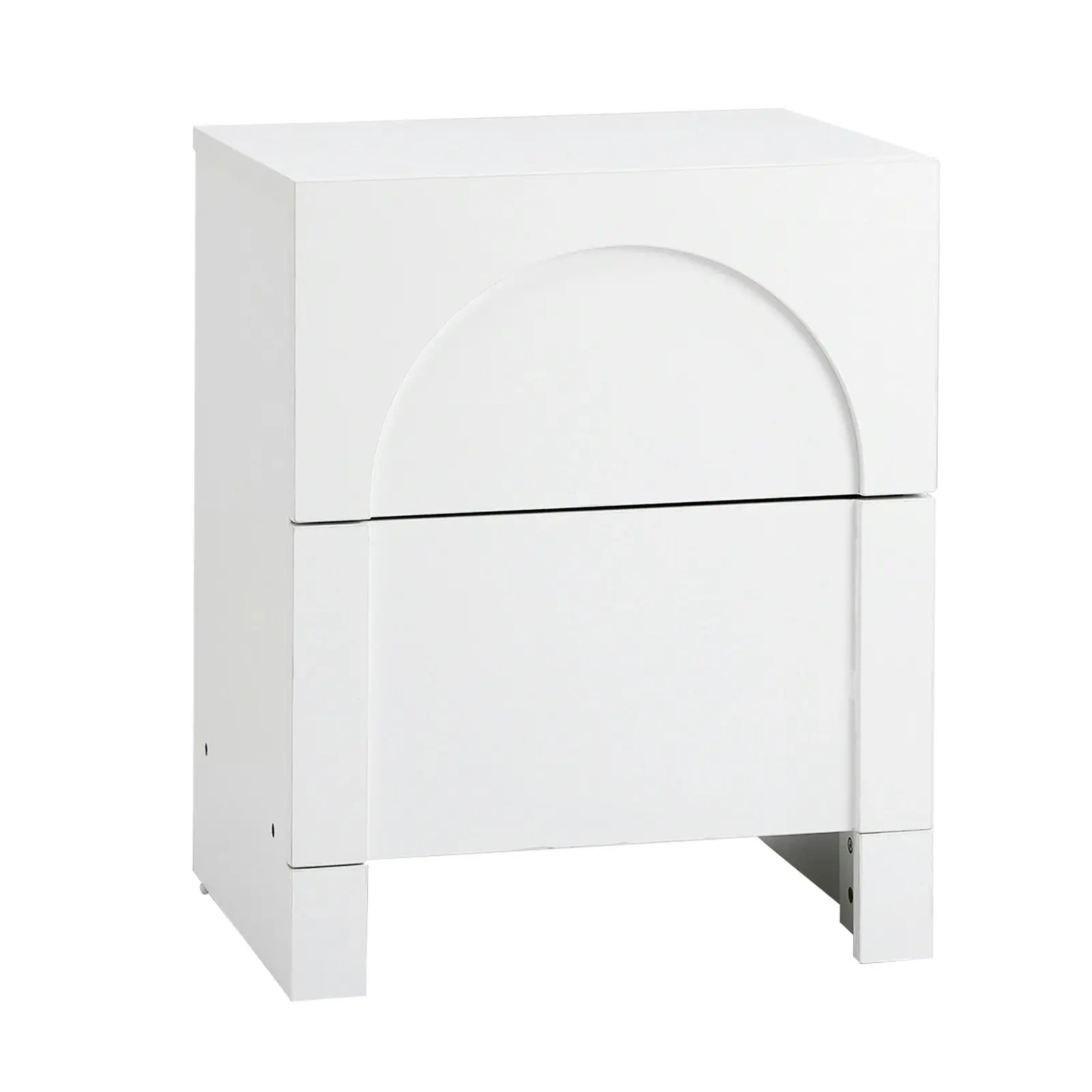 Oikiture Bedside Table 2 Drawers Side Table Storage Cabinet Nightstand White