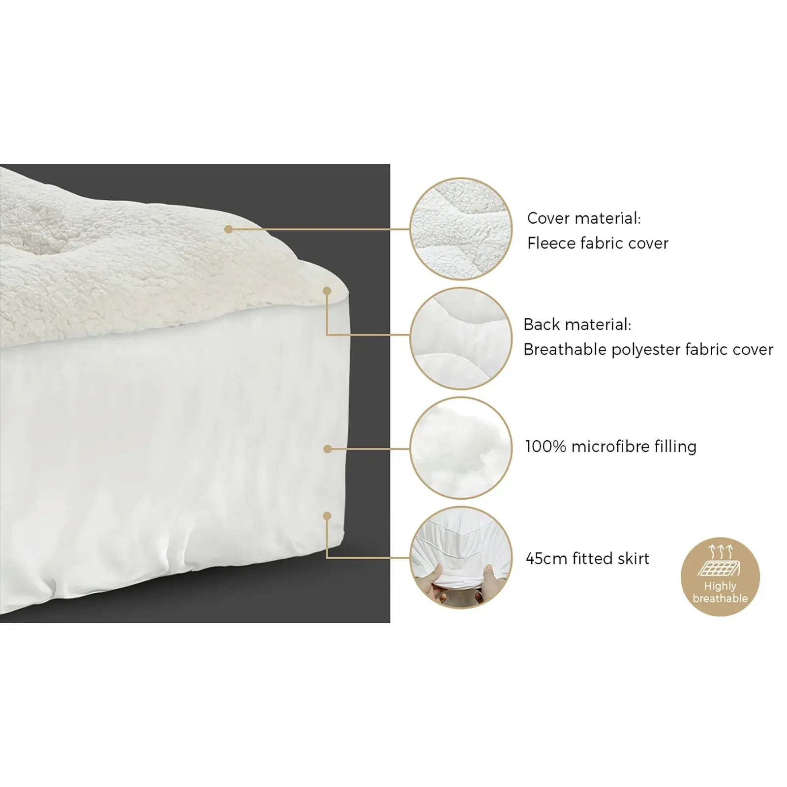 Bedra Sherpa Fleece Mattress Topper King Reversible