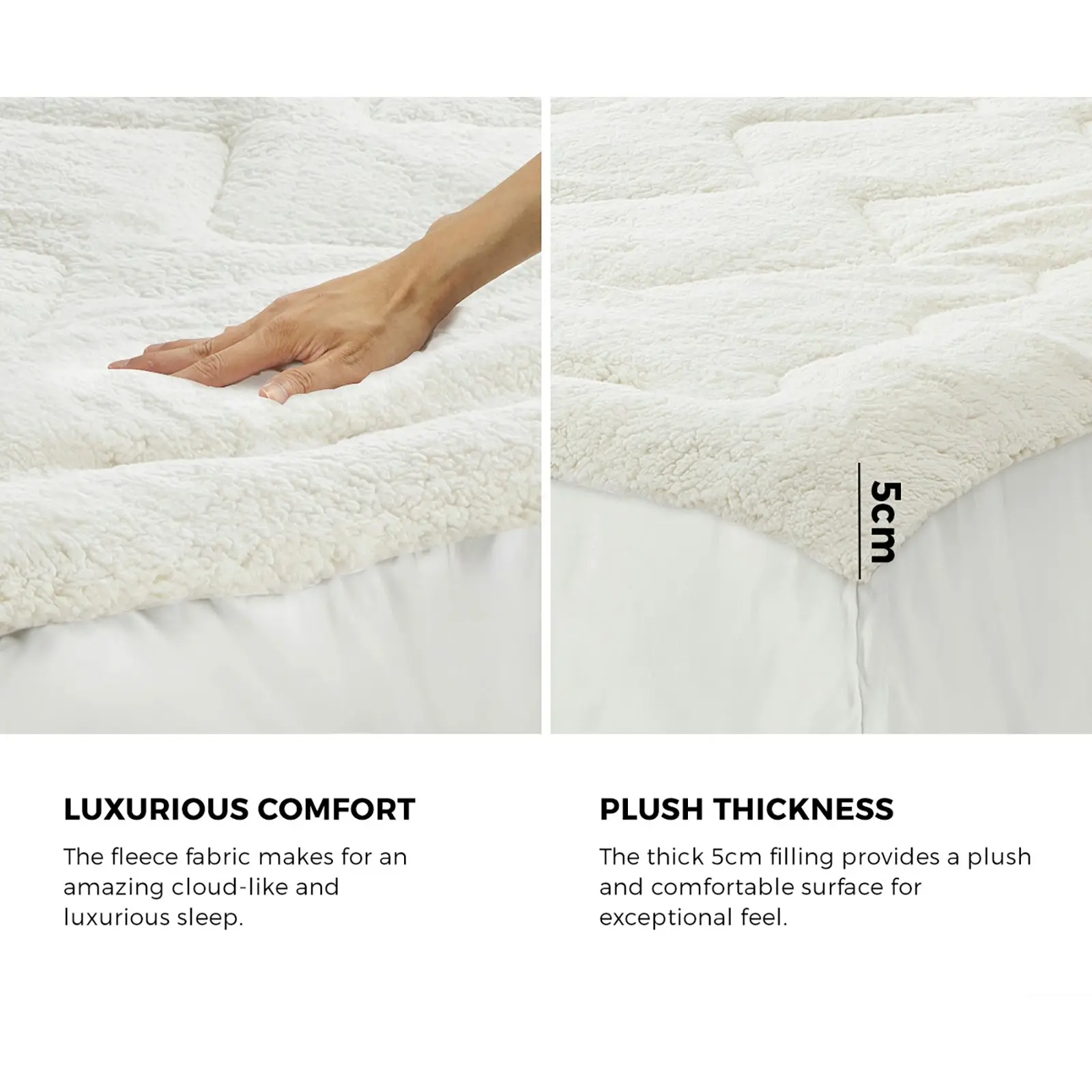 Bedra Sherpa Fleece Mattress Topper King Reversible