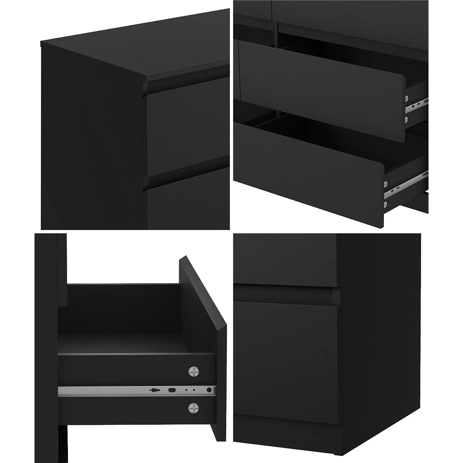 Oikiture 6 Chest of Drawers Lowboy Storage Cabinet Dresser Table Bedroom Black