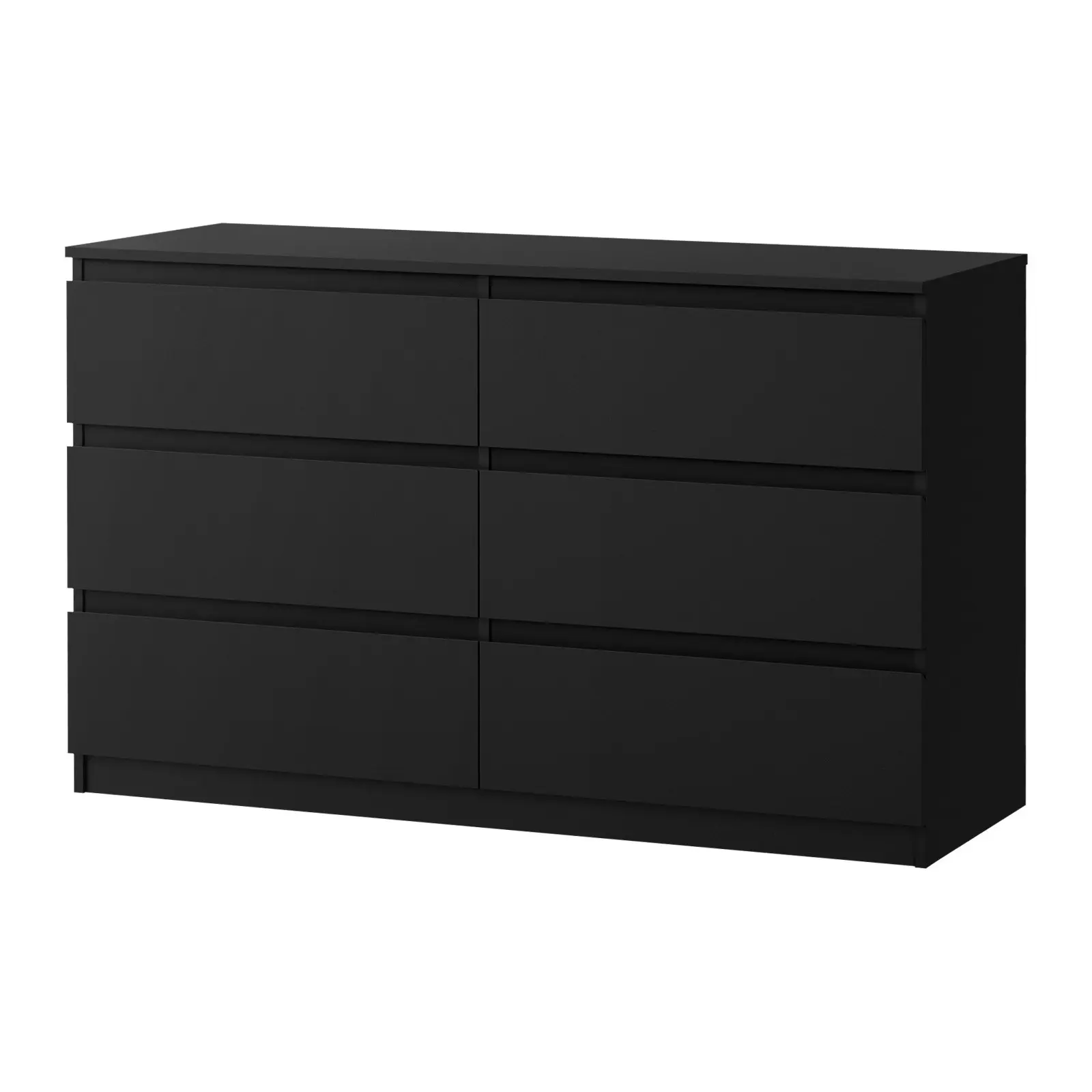 Oikiture 6 Chest of Drawers Lowboy Storage Cabinet Dresser Table Bedroom Black