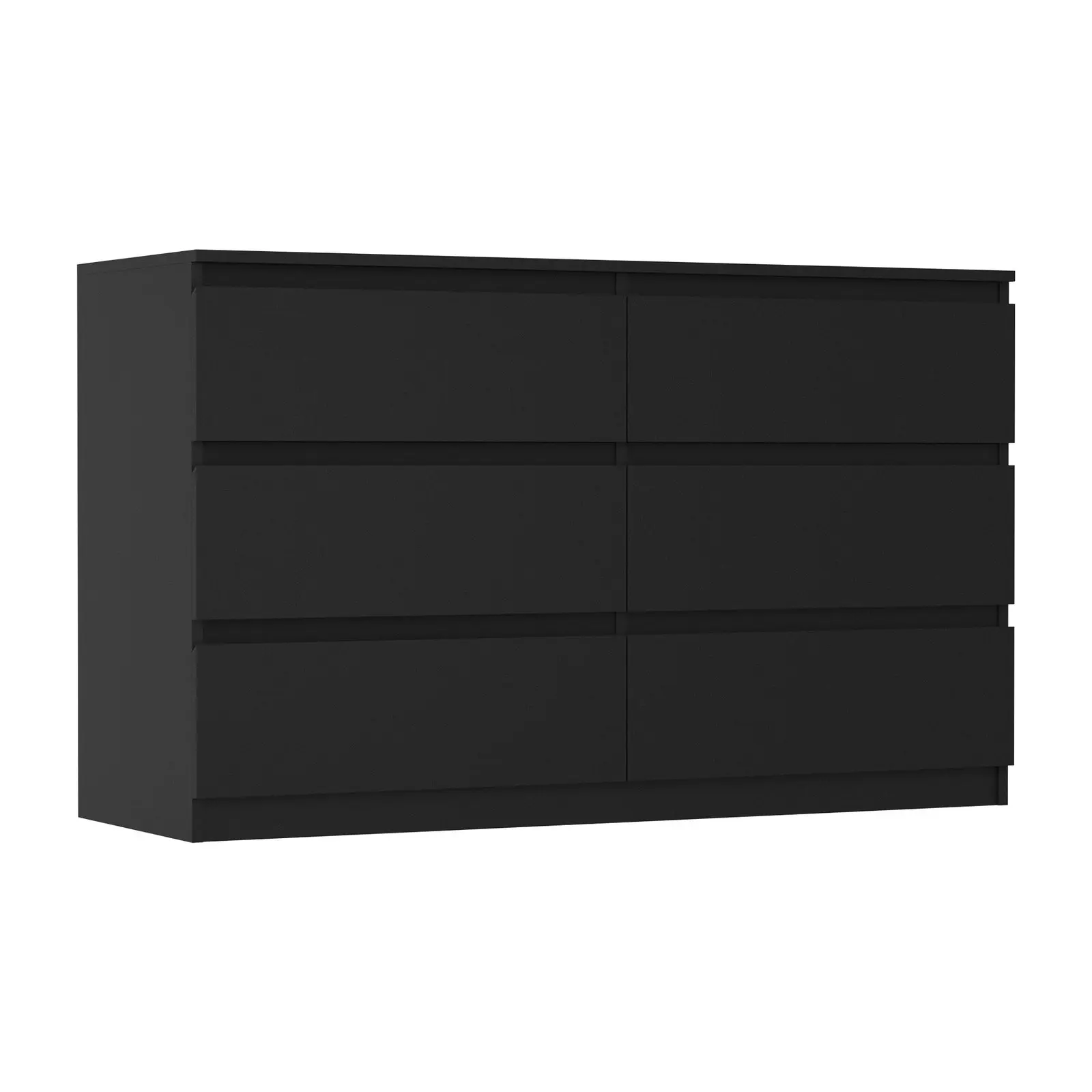 Oikiture 6 Chest of Drawers Lowboy Storage Cabinet Dresser Table Bedroom Black