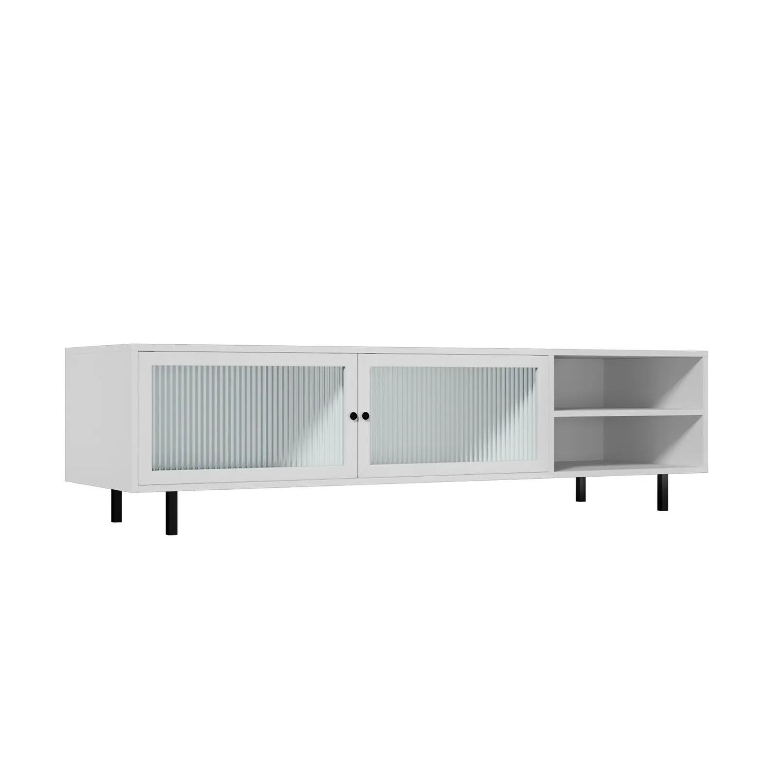 Oikiture TV Cabinet Entertainment Unit Tempered-glass Doors 160cm White