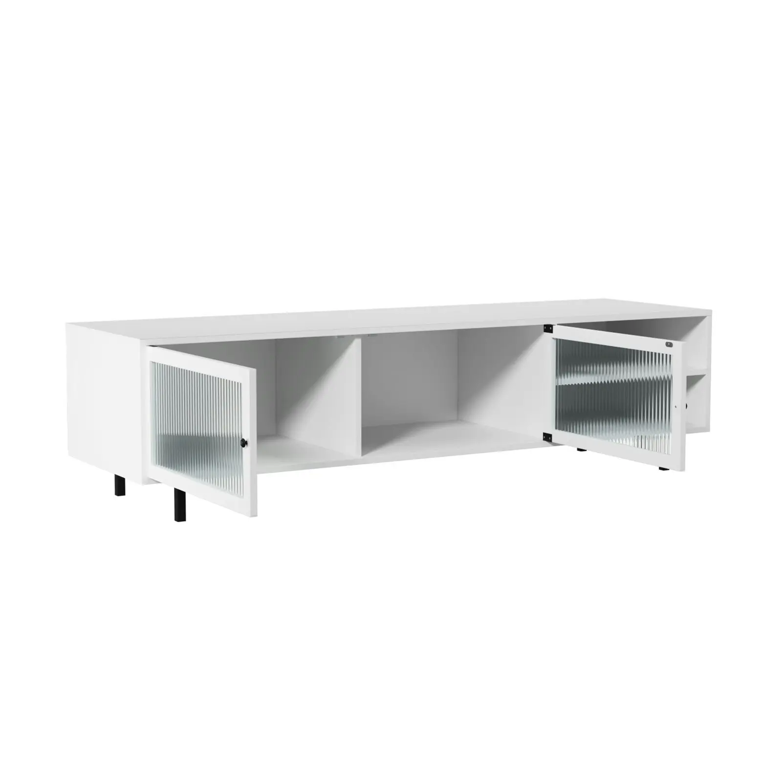 Oikiture TV Cabinet Entertainment Unit Tempered-glass Doors 160cm White