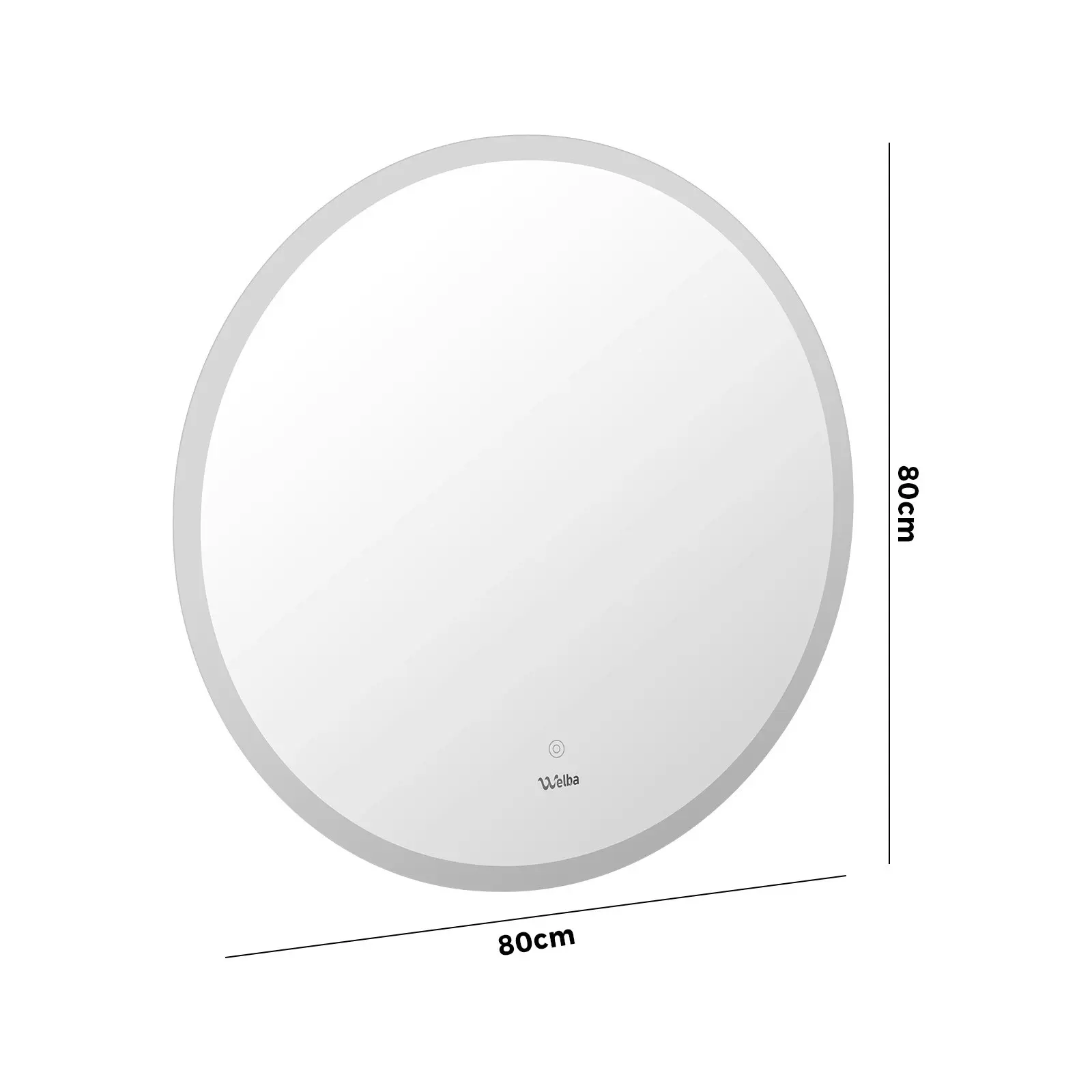 Welba 2PCS 800mm LED Round Bathroom Mirror Anti-fog Wall Makeup Mirrors