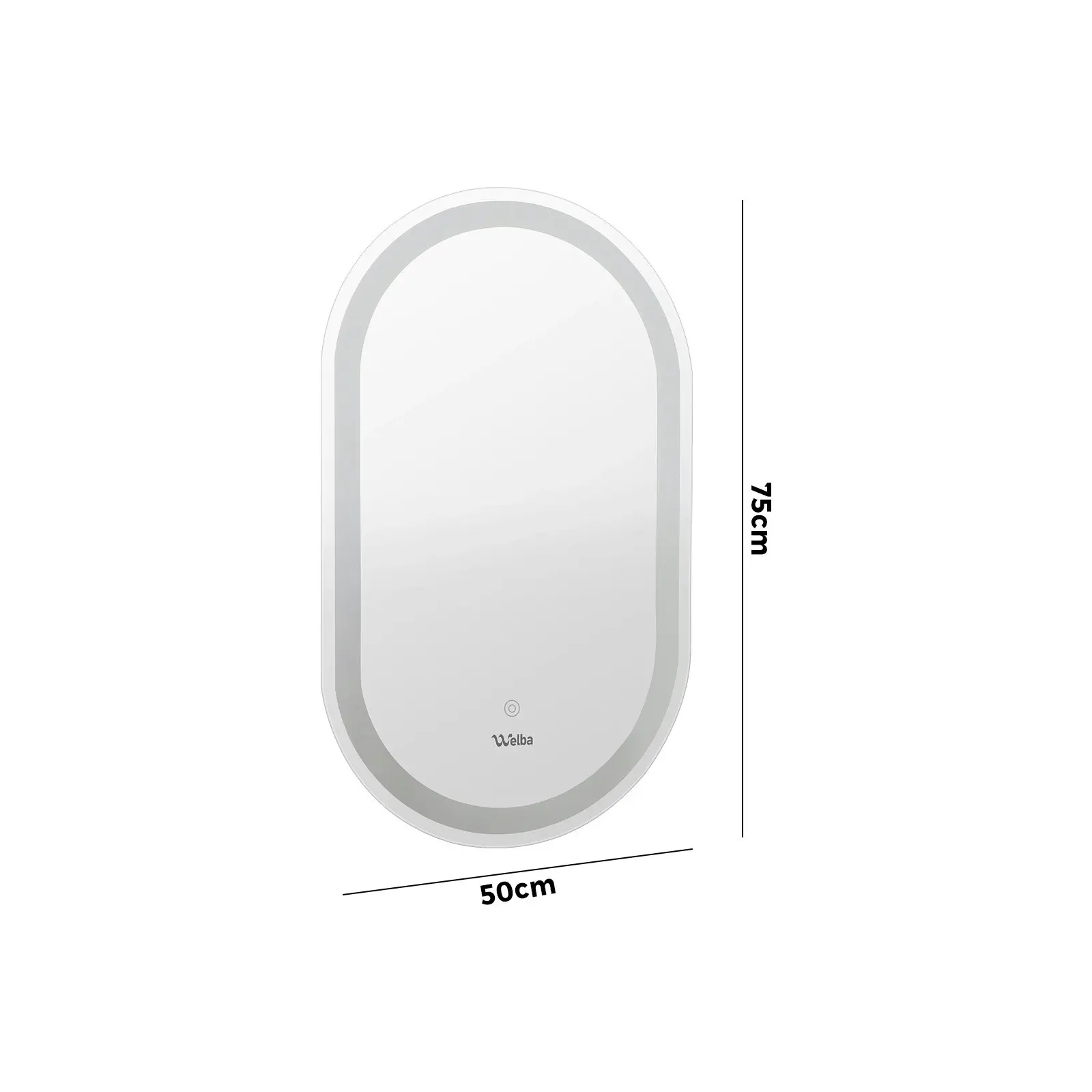 Welba 2PCS 750x500mm LED Oval Bathroom Mirror Anti-fog Wall Makeup Mirrors