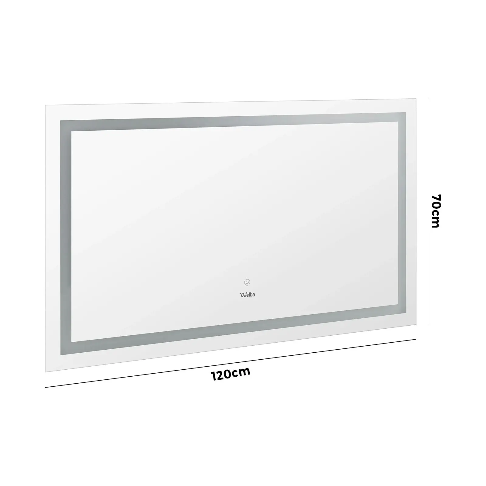 Welba 2PCS 1200x700mm LED Rectangle Bathroom Mirror Anti-fog Wall Makeup Mirrors