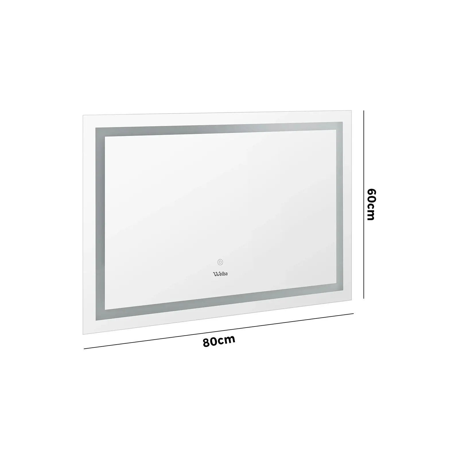 Welba 2PCS 800x600mm LED Rectangle Bathroom Mirror Anti-fog Wall Makeup Mirrors