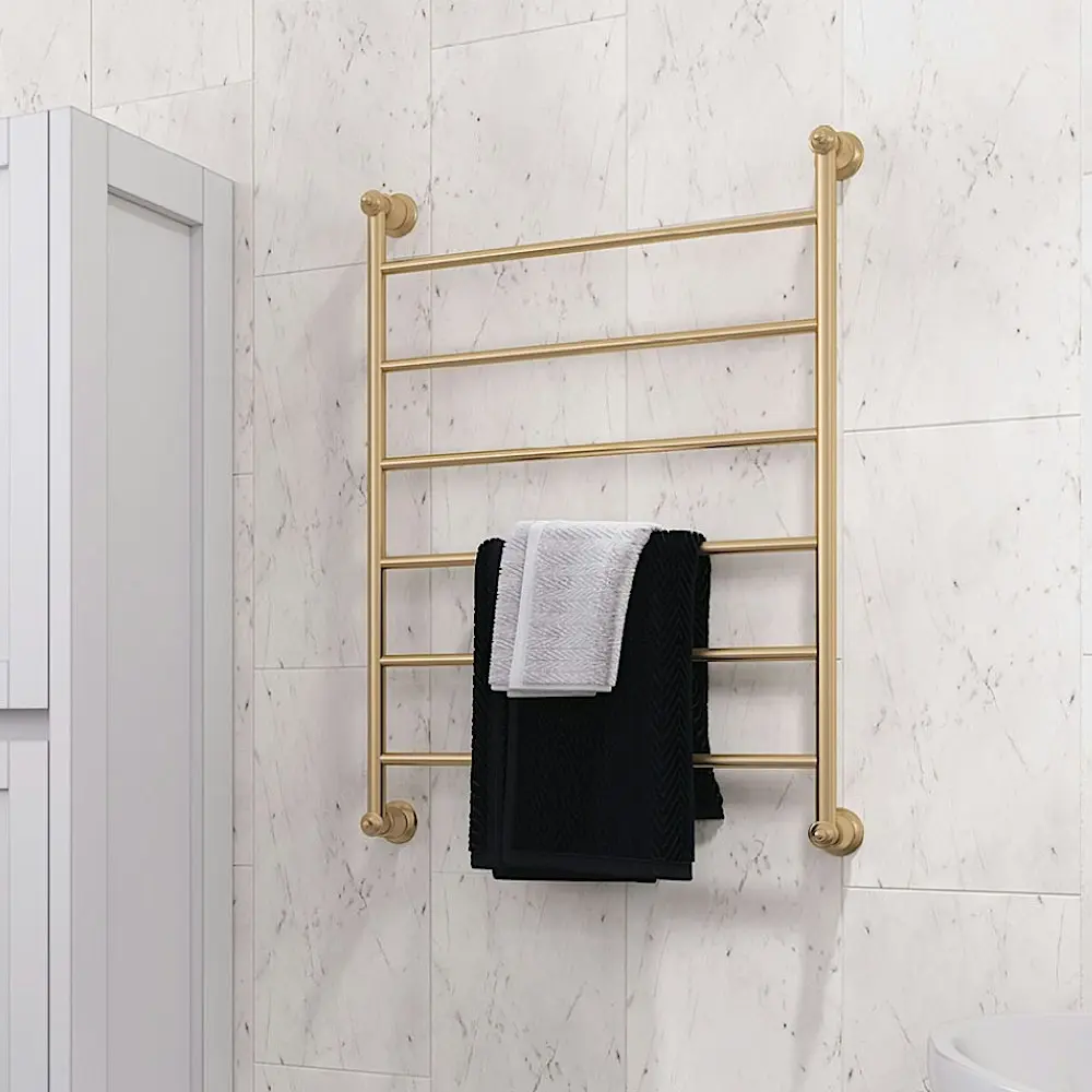 Fienza Lillian Heated Towel Ladder 600x808mm 6 Bars Urban Brass 8106080UB