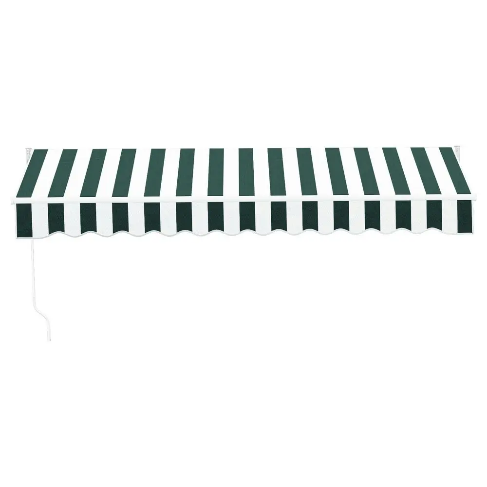 Instahut Retractable Folding Arm Awning Manual Sunshade 3Mx2.5M Green White