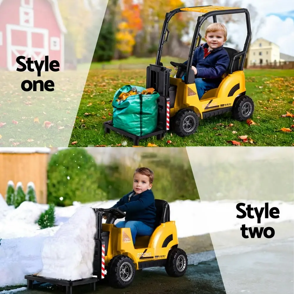 Rigo Kids Electric Ride On Car Forklift Loader Toys Cars Horn Remote 12V Yellow