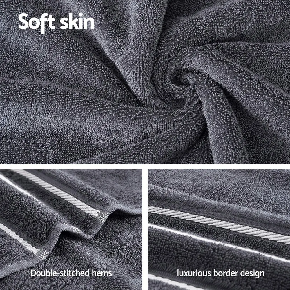 6 Pack Bath Towels Set Cotton Towel Grey