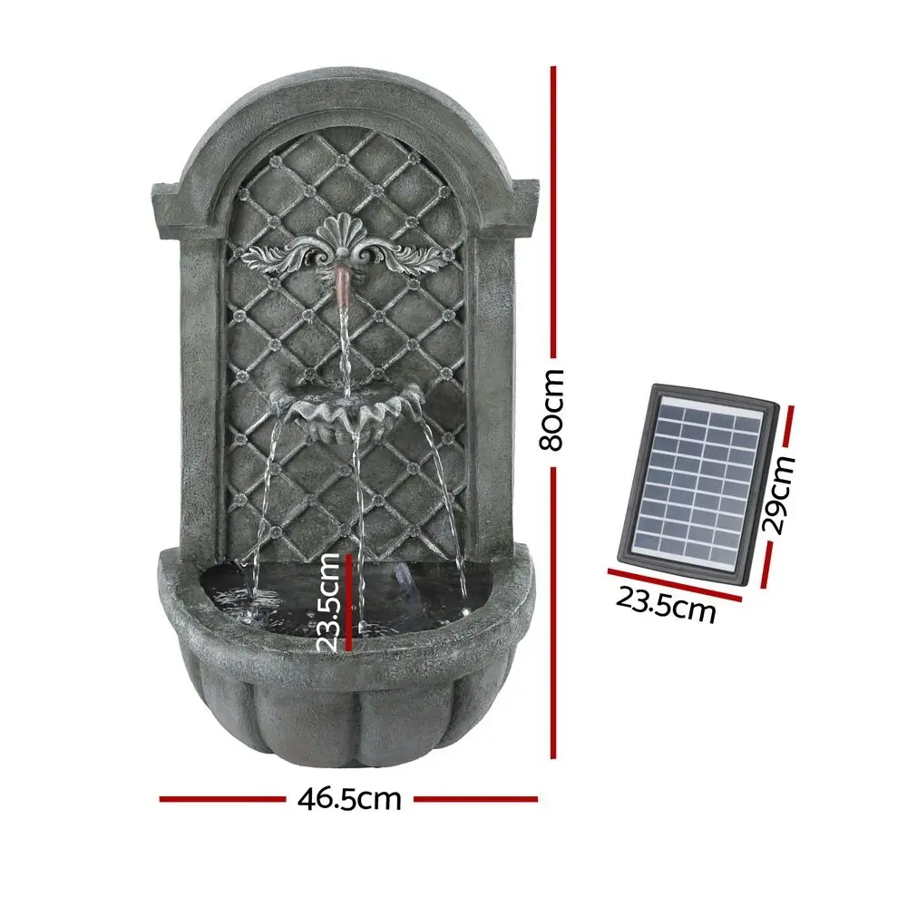 Gardeon Solar Fountain Water Feature Wall Mount Garden Fountains 80CM Grey