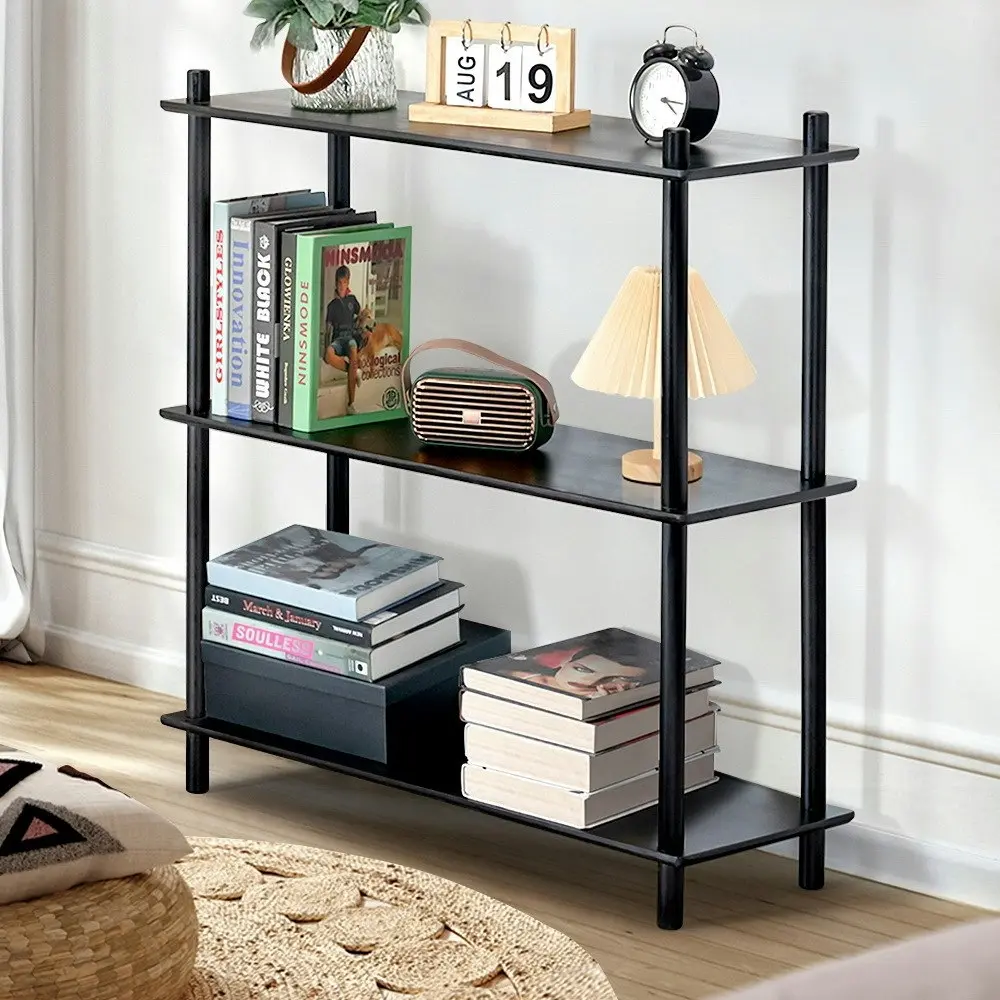 Furb 90CM 3-Tier Wooden Storage Organizer Stand Shelves Black