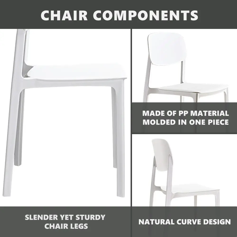 Furb Outdoor Dining Chair Cafe Chair Home Kitchen Furniture Plastic Chair White