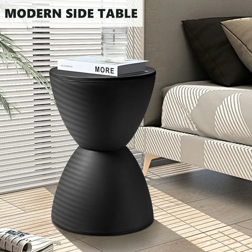 Furb Round Side Table Modern Hourglass Stool Round Stools Black Plastic Chair