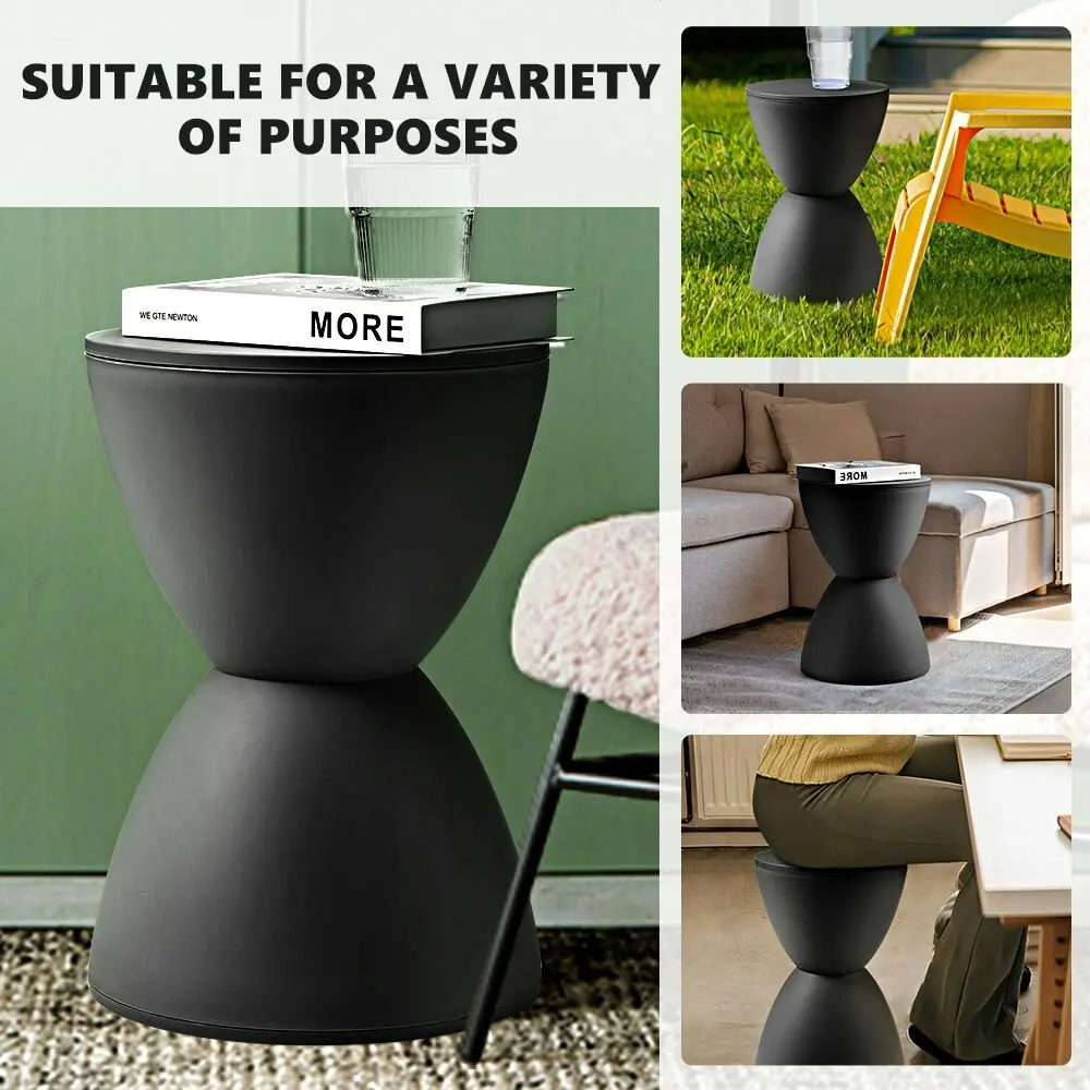 Furb Round Side Table Modern Hourglass Stool Round Stools Black Plastic Chair