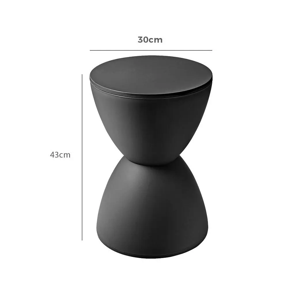 Furb Round Side Table Modern Hourglass Stool Round Stools Black Plastic Chair