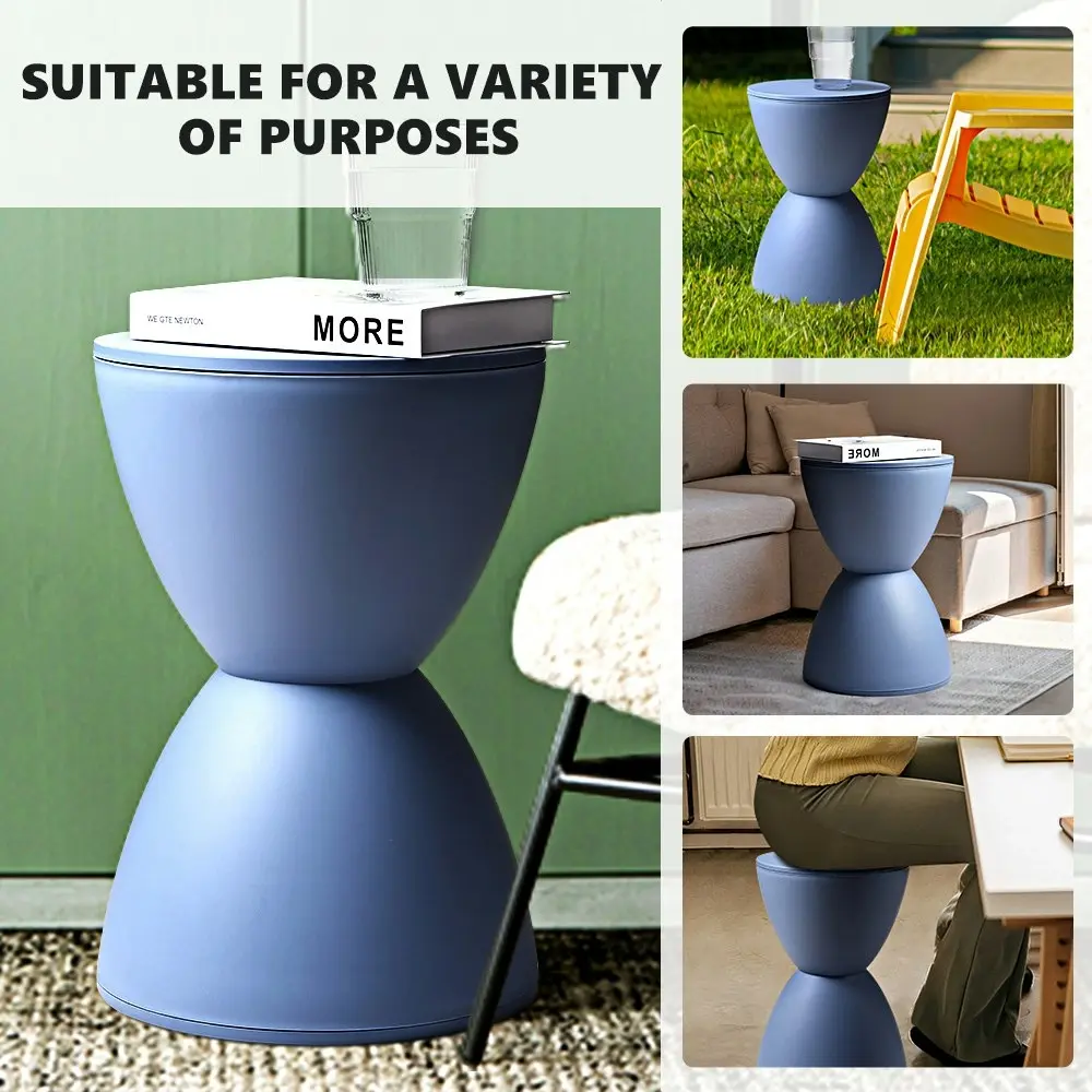 Furb Round Side Table Modern Hourglass Stool Round Stools Blue Plastic Chair