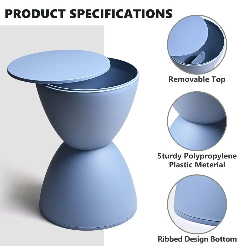 Furb Round Side Table Modern Hourglass Stool Round Stools Blue Plastic Chair