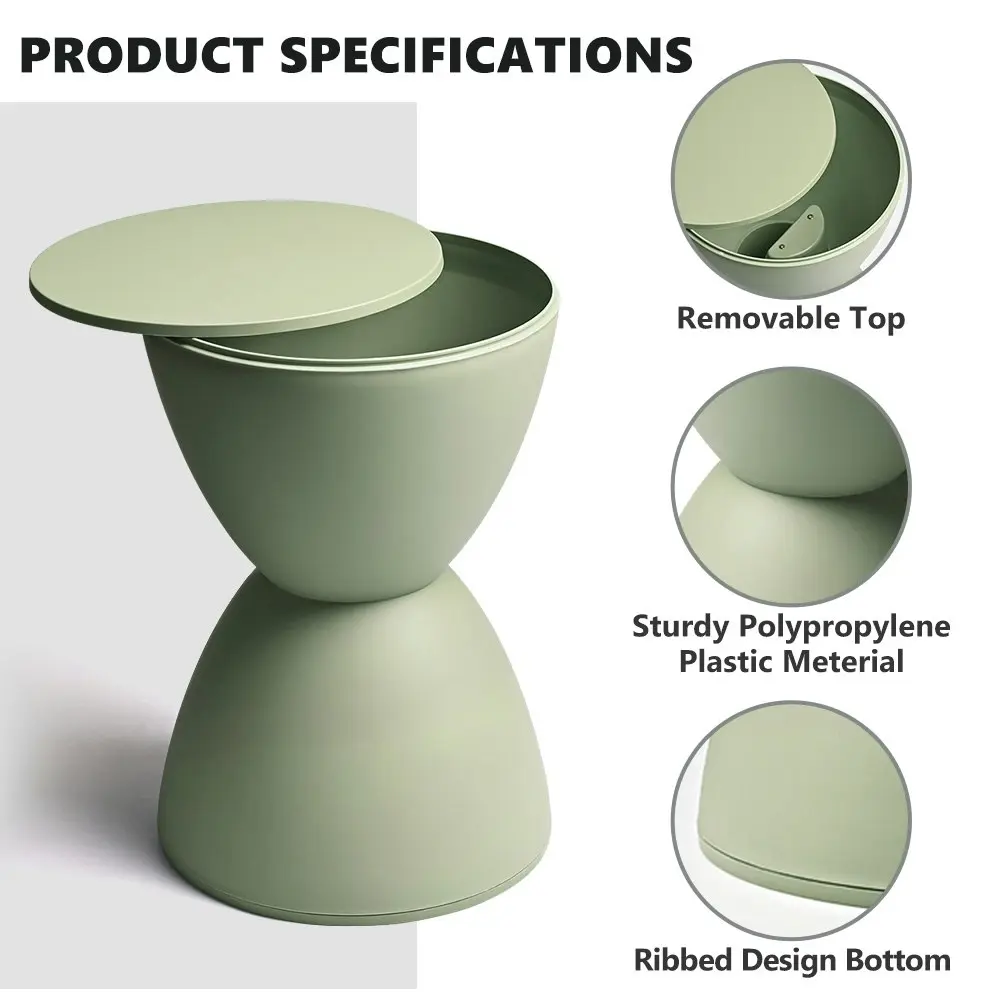 Furb Round Side Table Modern Hourglass Stool Round Stools Green Plastic Chair