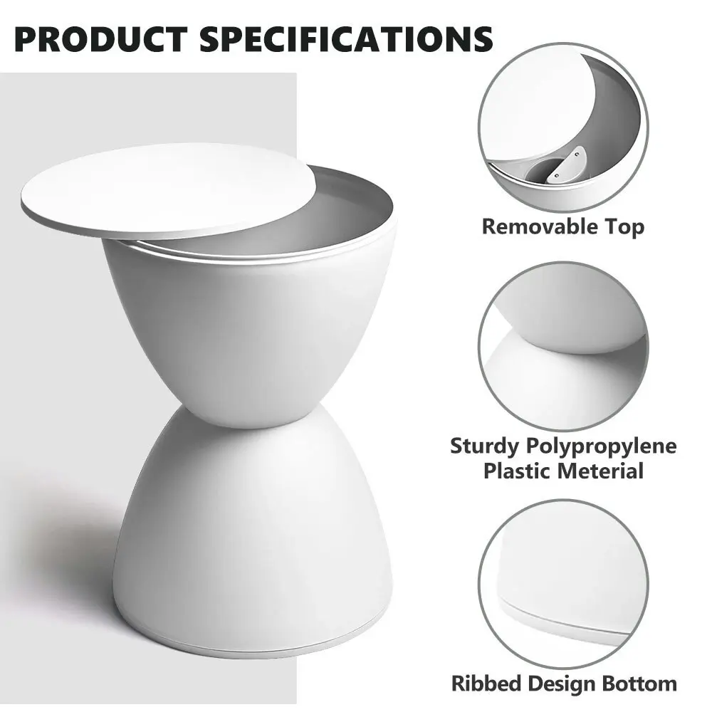 Furb Round Side Table Modern Hourglass Stool Round Stools White Plastic Chair