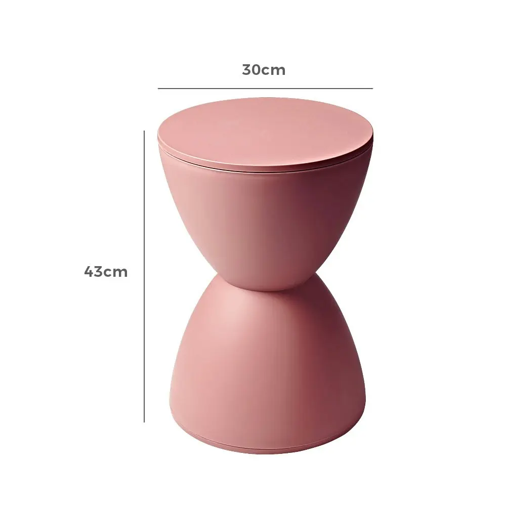 Furb Round Side Table Modern Hourglass Stool Round Stools Pink Plastic Chair