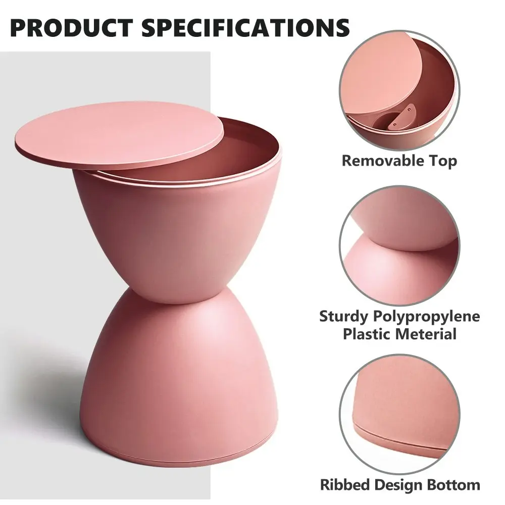 Furb Round Side Table Modern Hourglass Stool Round Stools Pink Plastic Chair