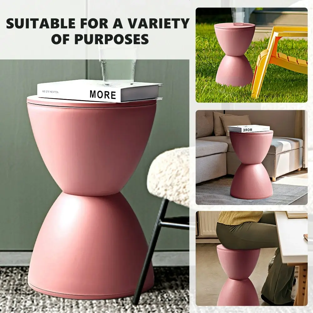 Furb Round Side Table Modern Hourglass Stool Round Stools Pink Plastic Chair