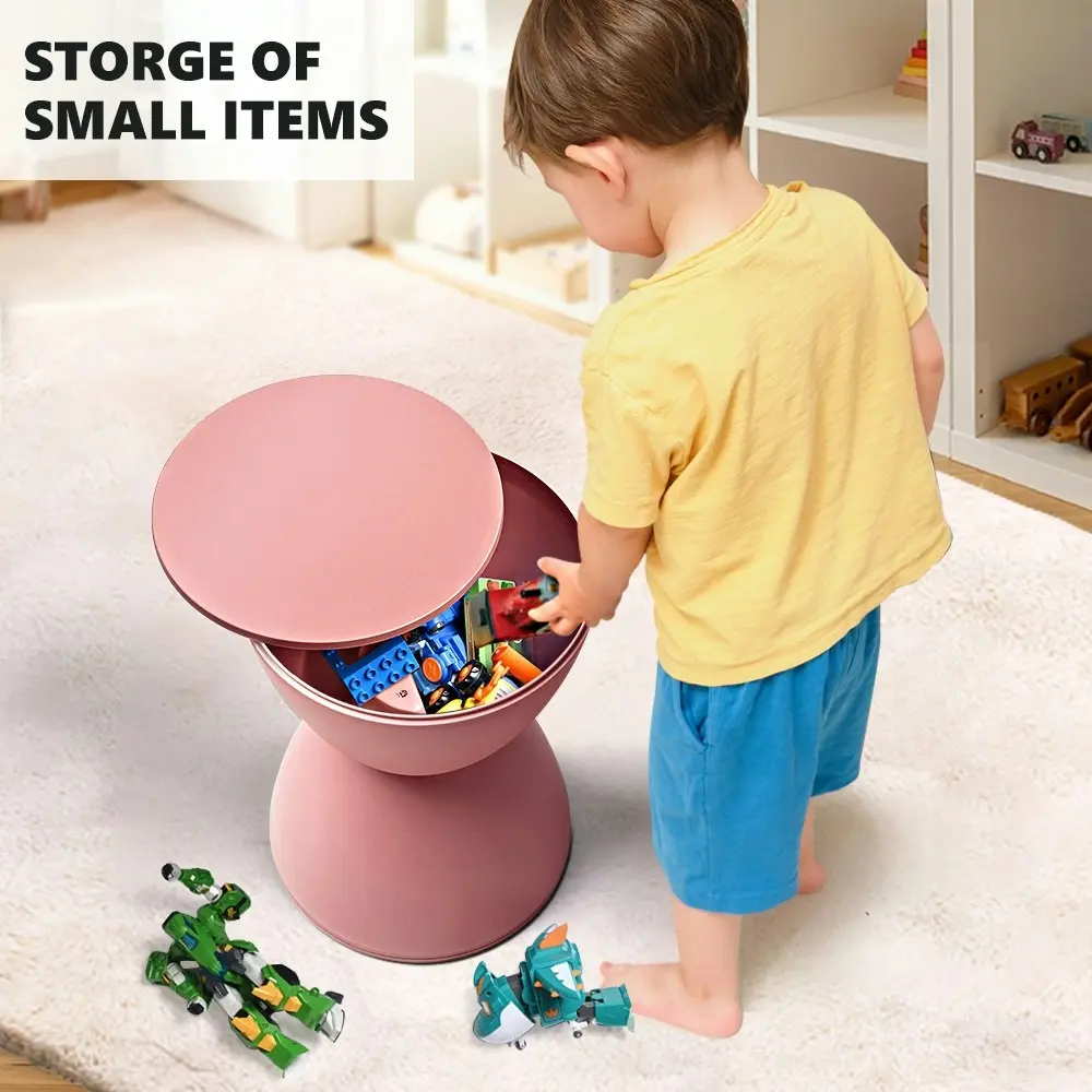 Furb Round Side Table Modern Hourglass Stool Round Stools Pink Plastic Chair