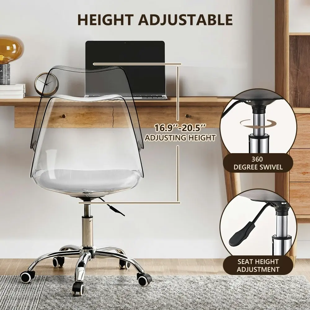 Furb Acrylic Office Chair Height Adjustable Swivel Rolling Stools for Work Study