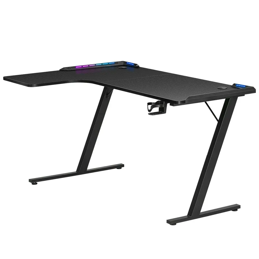 Furb L Shape Gaming Computer Desk RGB LED Corner Computer Carbon Fiber Table