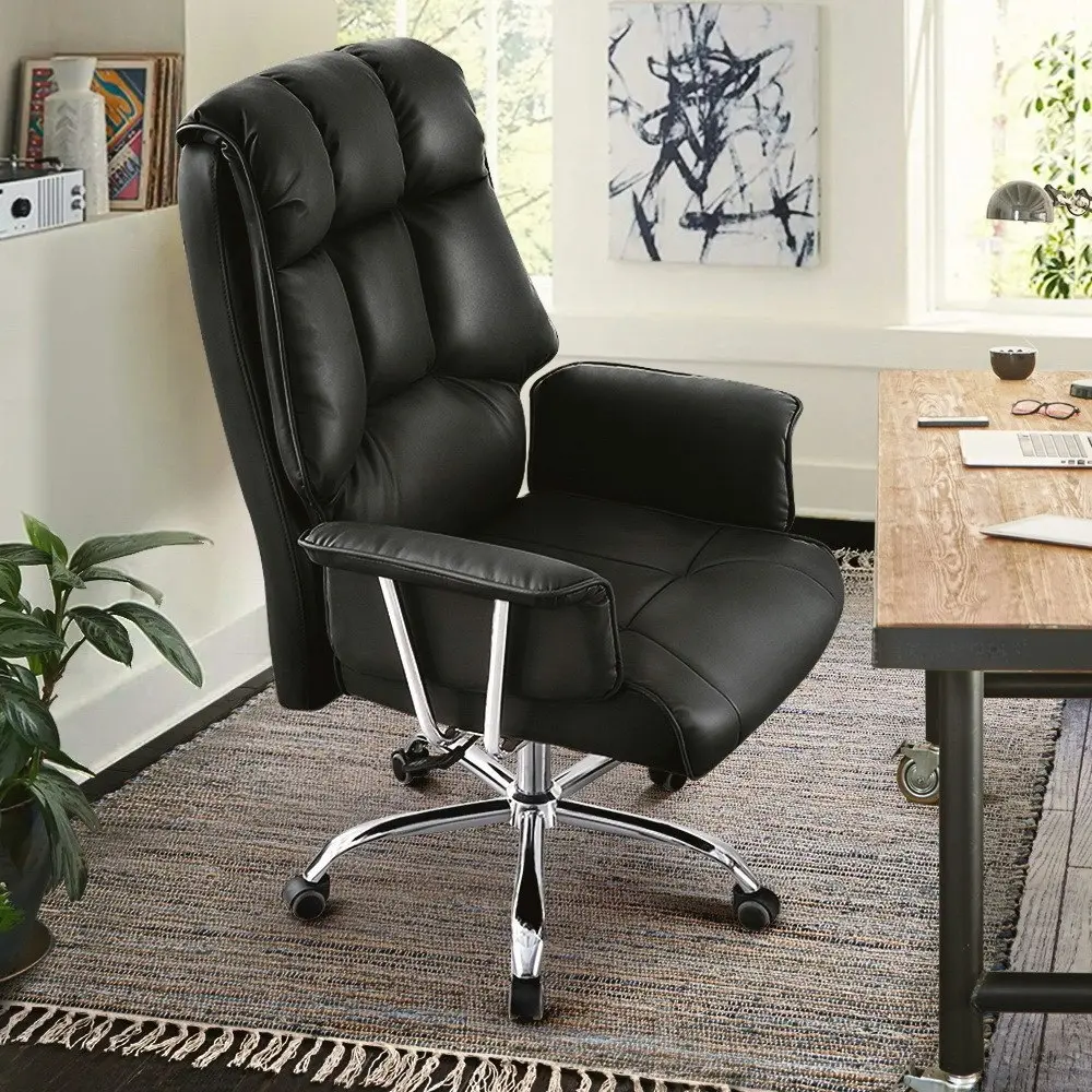 Furb Executive Office Chair PU Leather High-Back Thick Padded Back Support Black