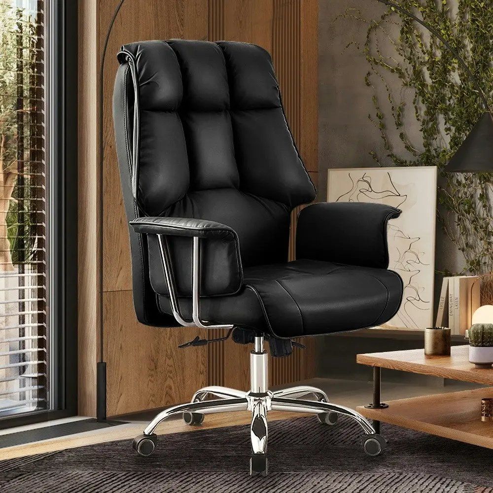 Furb Executive Office Chair PU Leather High-Back Thick Padded Back Support Black