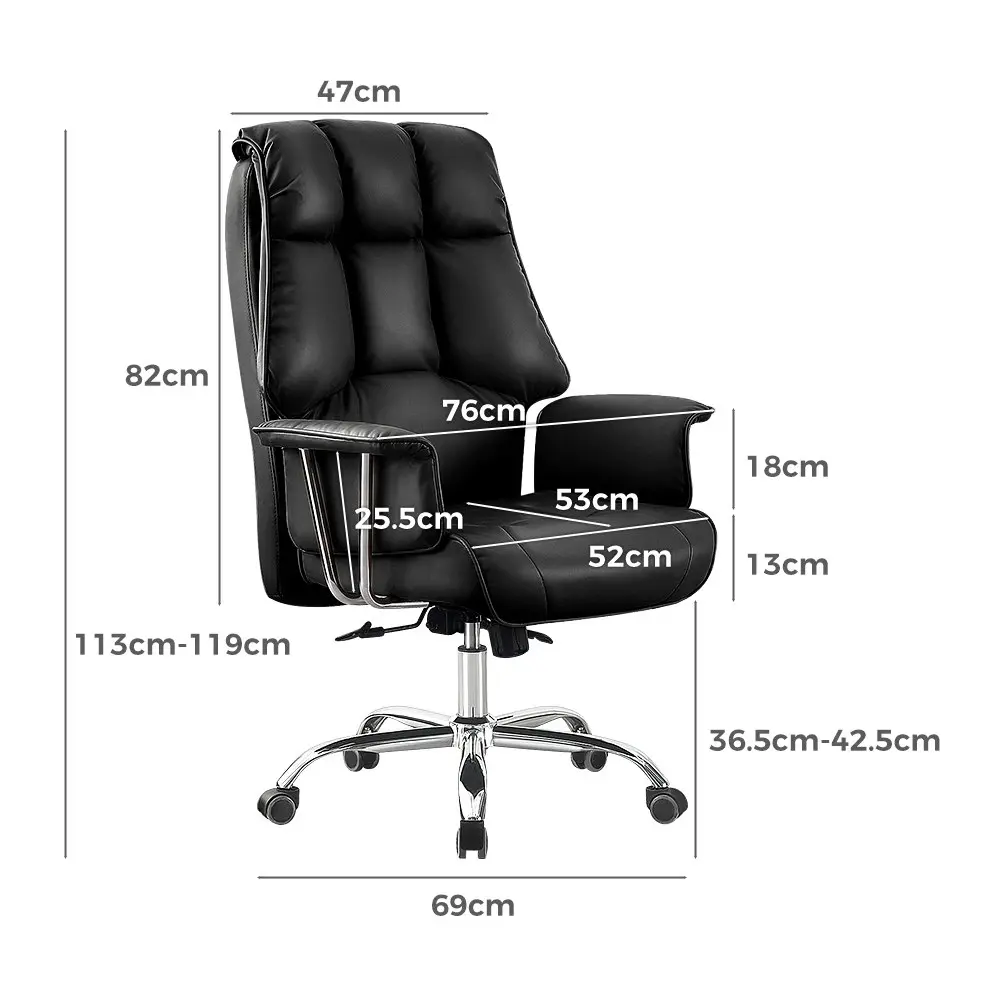 Furb Executive Office Chair PU Leather High-Back Thick Padded Back Support Black