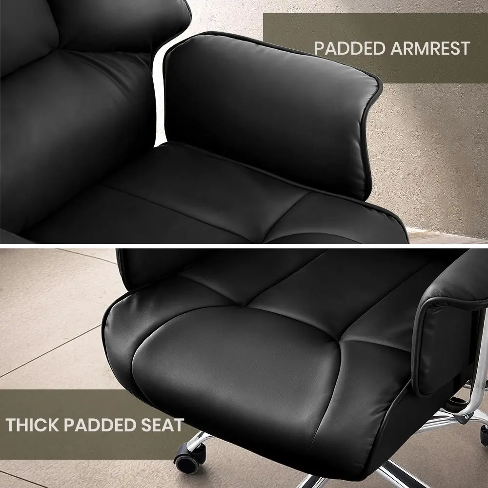 Furb Executive Office Chair PU Leather High-Back Thick Padded Back Support Black