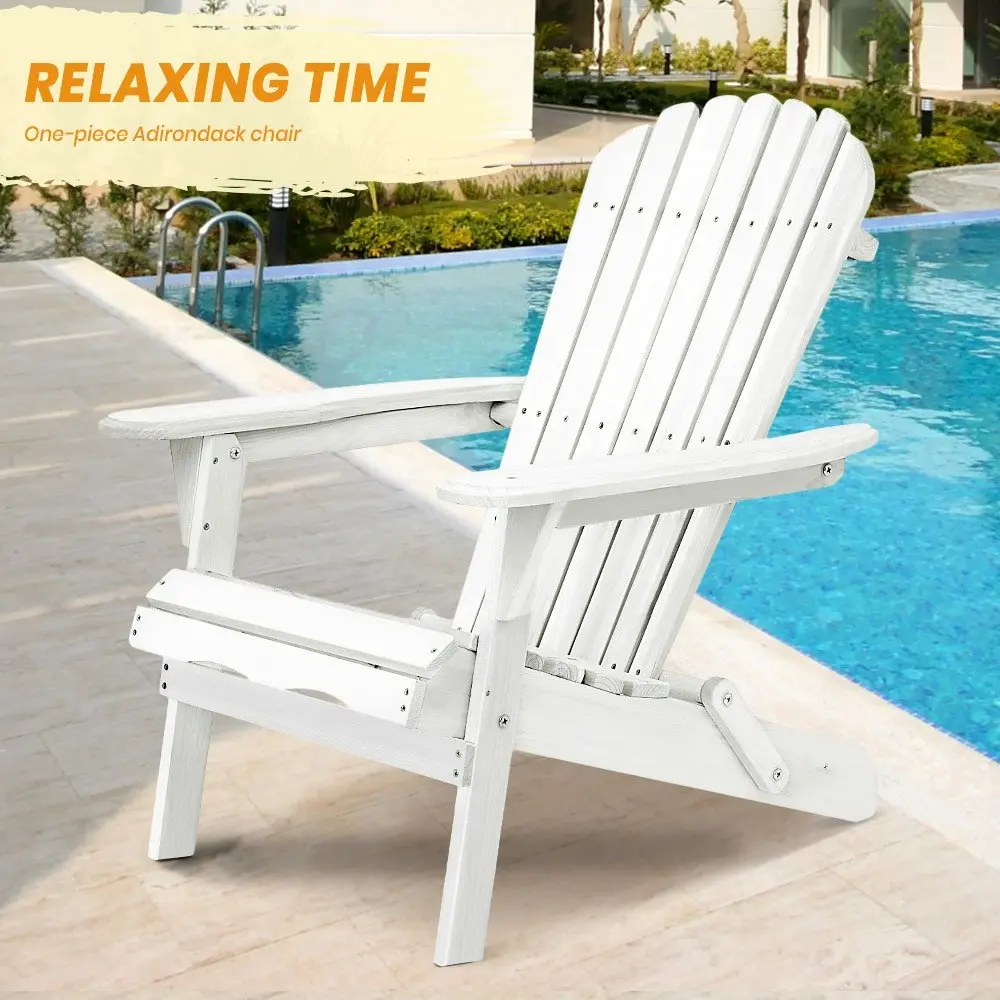 Groverdi Wooden Outdoor Adirondack Chairs Patio Furniture Backyard Deck Lounge Park Garden White