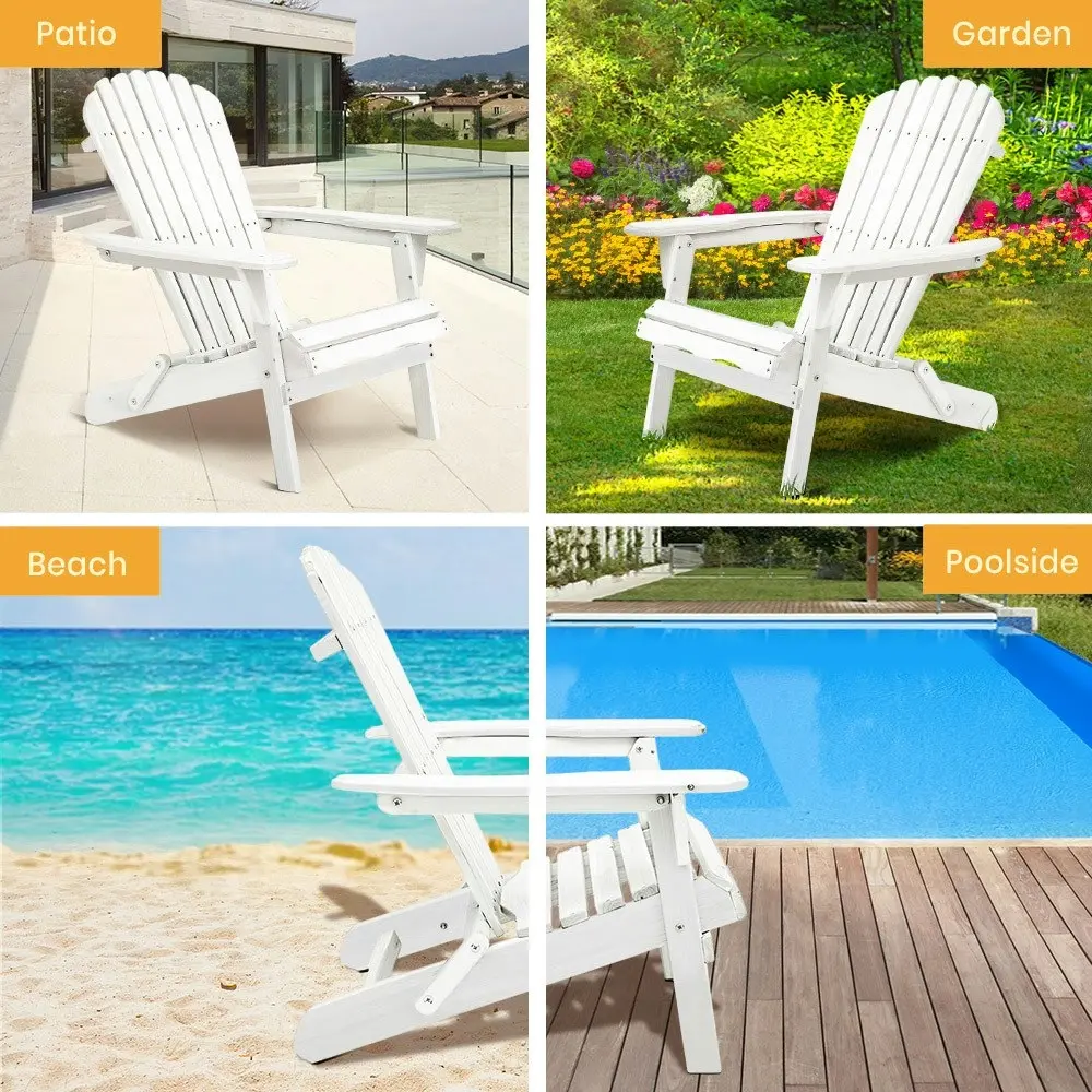 Groverdi Wooden Outdoor Adirondack Chairs Patio Furniture Backyard Deck Lounge Park Garden White