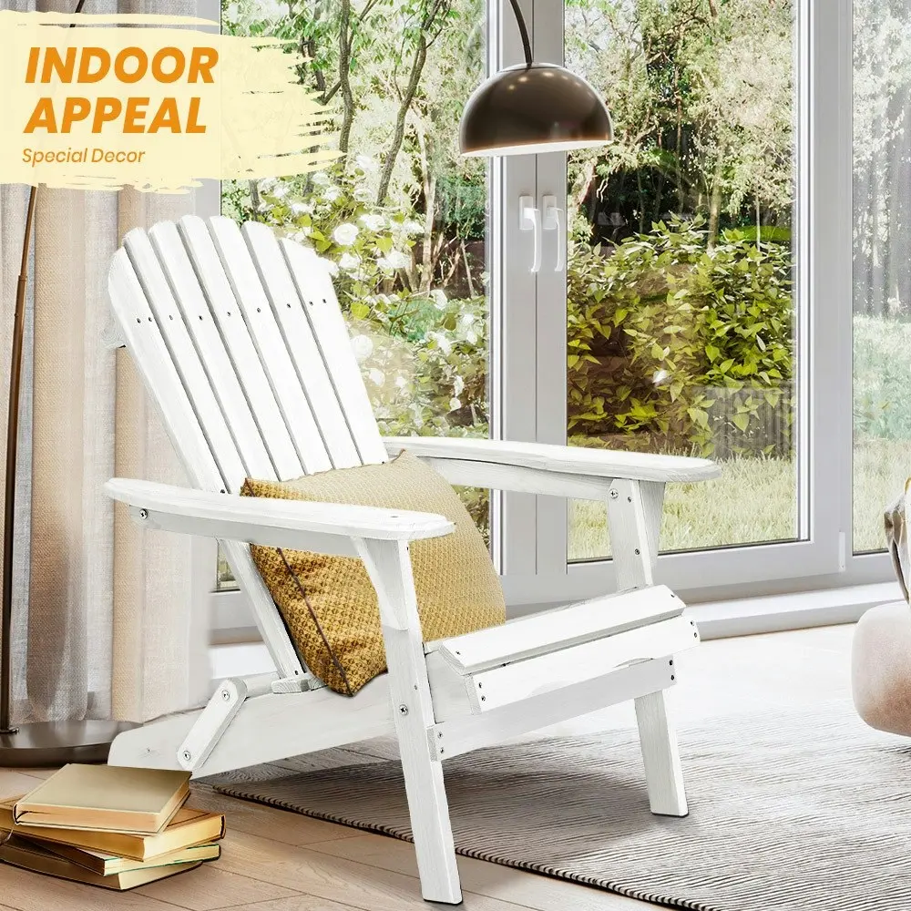 Groverdi Wooden Outdoor Adirondack Chairs Patio Furniture Backyard Deck Lounge Park Garden White