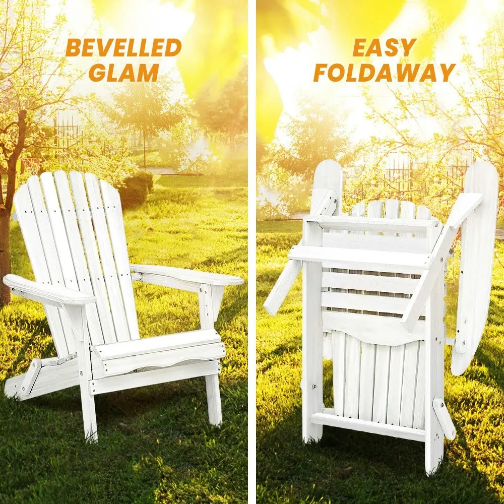 Groverdi Wooden Outdoor Adirondack Chairs Patio Furniture Backyard Deck Lounge Park Garden White