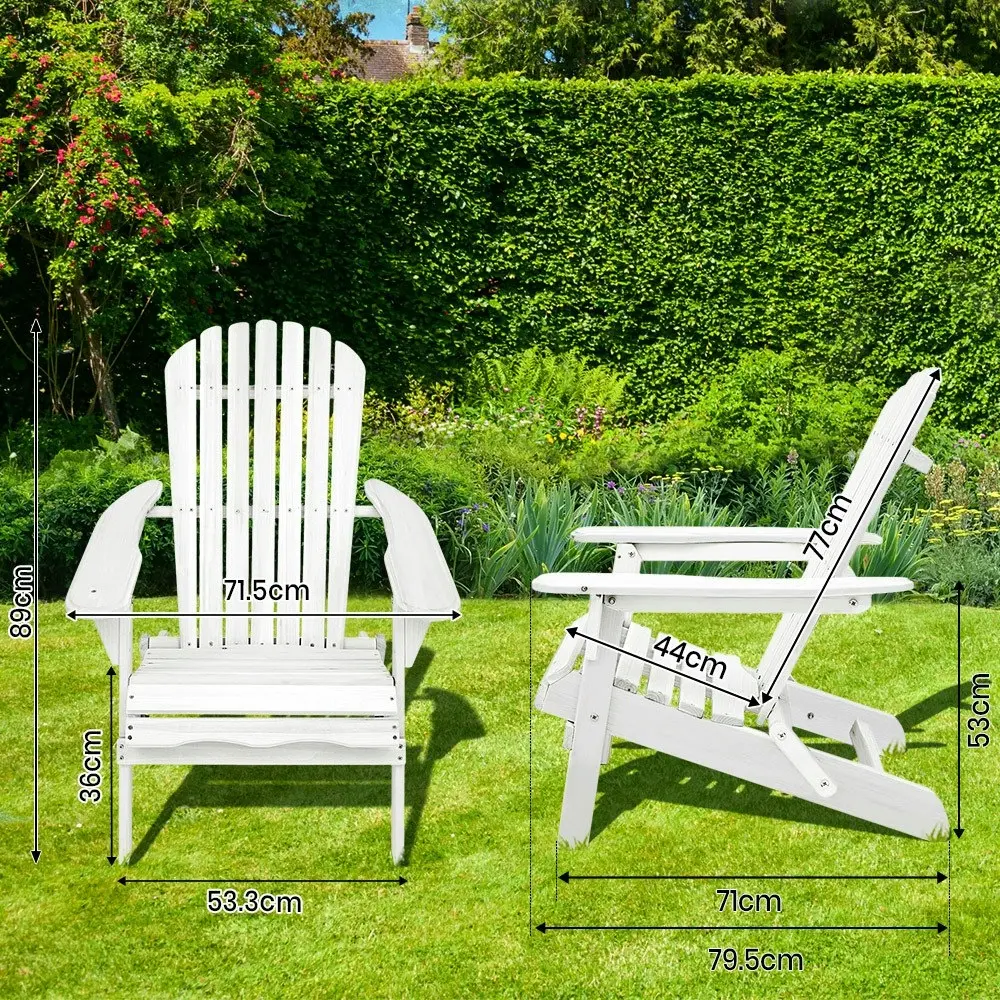 Groverdi Wooden Outdoor Adirondack Chairs Patio Furniture Backyard Deck Lounge Park Garden White