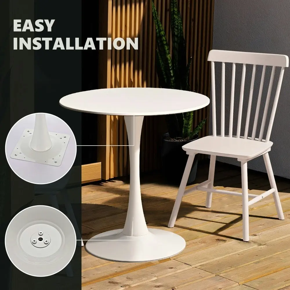 Furb 70cm Dining Table, Round Cafe Reataurent Kitchen Table White