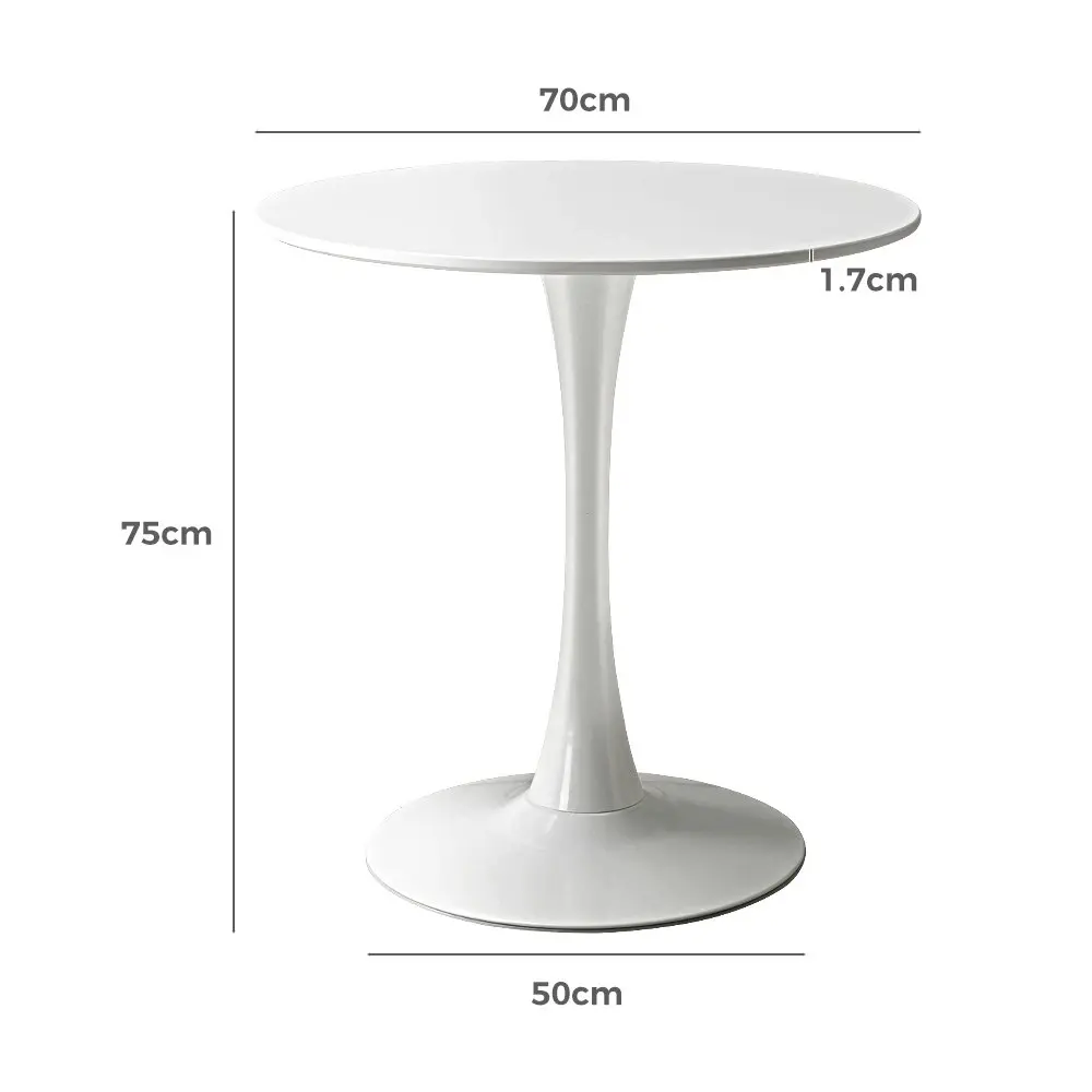 Furb 70cm Dining Table, Round Cafe Reataurent Kitchen Table White