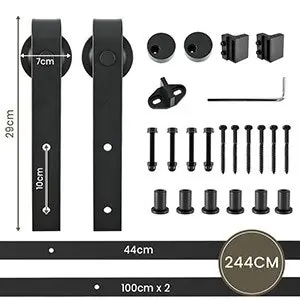 Furb Sliding Barn Door Hardware Kit Single Door Antique Track Roller 2.44M