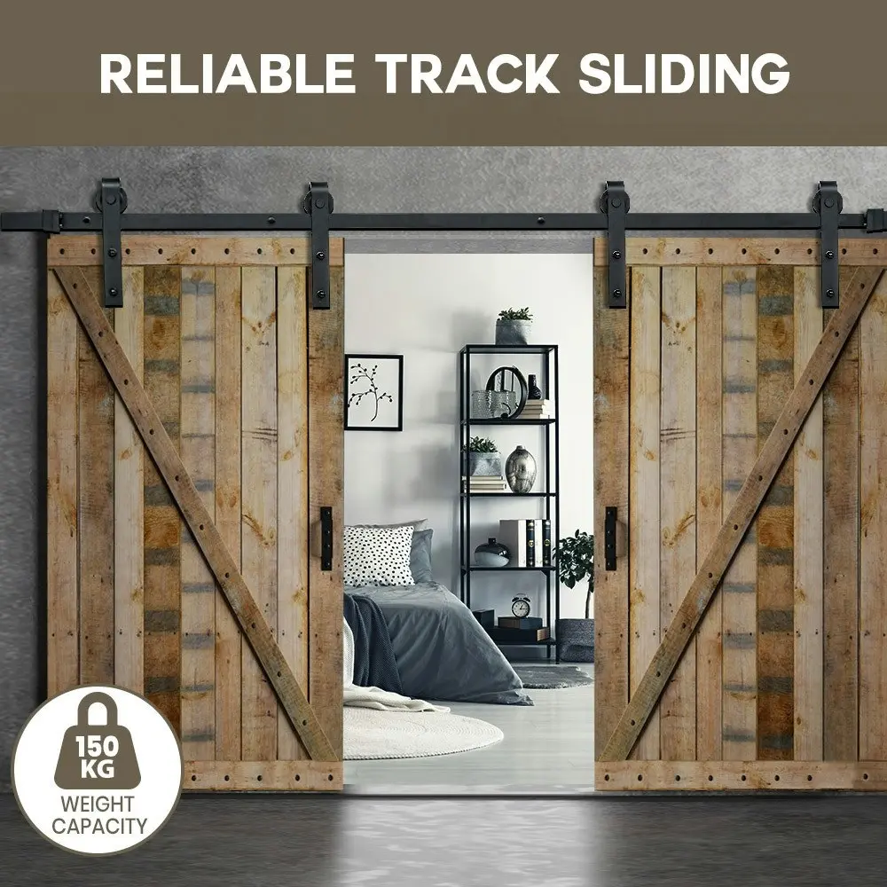 Furb Sliding Barn Door Hardware Kit Single Door Antique Track Roller 2.44M