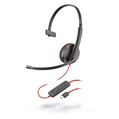 Plantronics - Blackwire 3210 - Wired, Single Ear (Monaural) Headset with Boom Mic - USB-A to Connect to Your PC and/or Mac