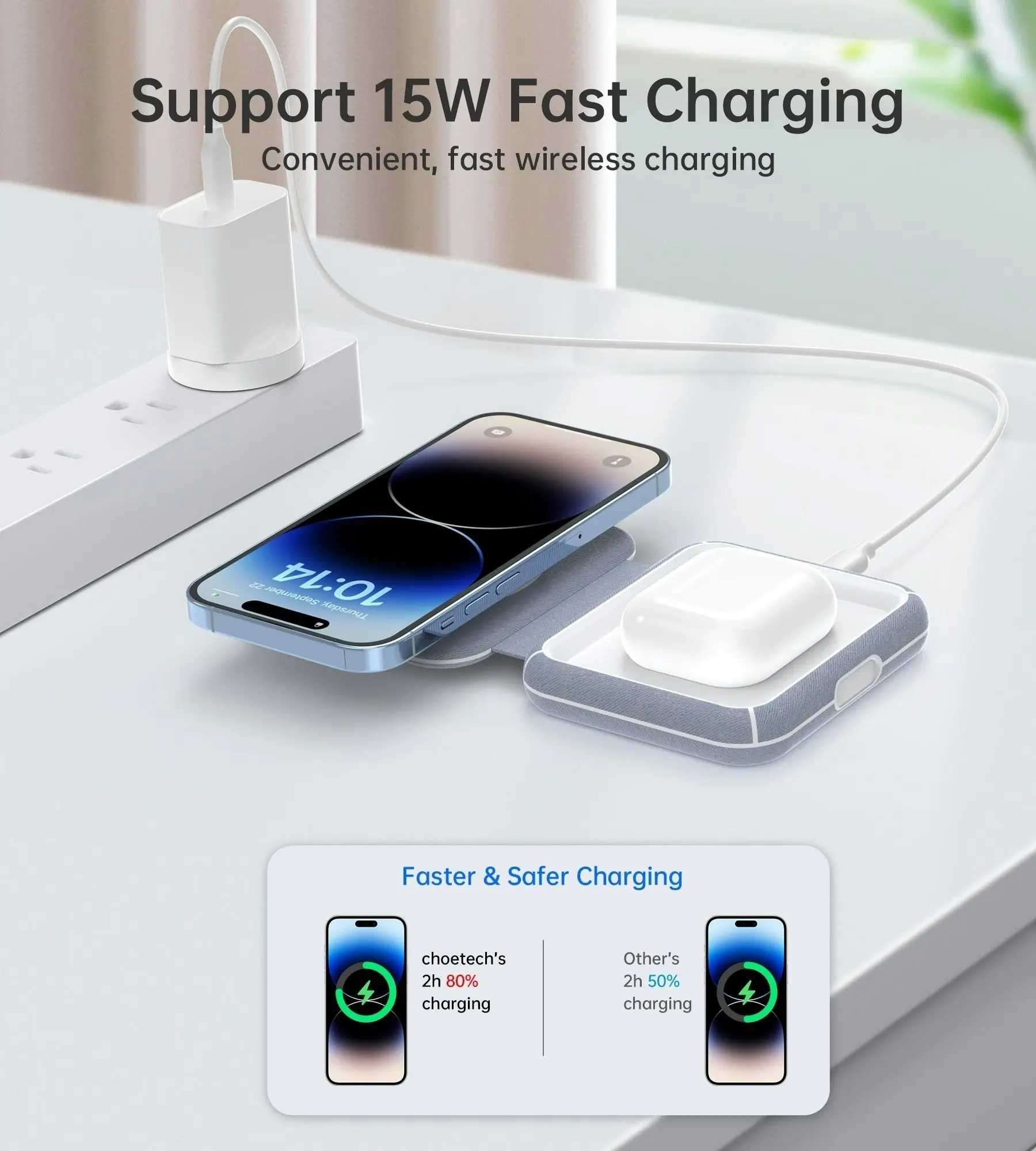 CHOETECH T323 2-in-1 Magsafe&MFI Wireless Charger