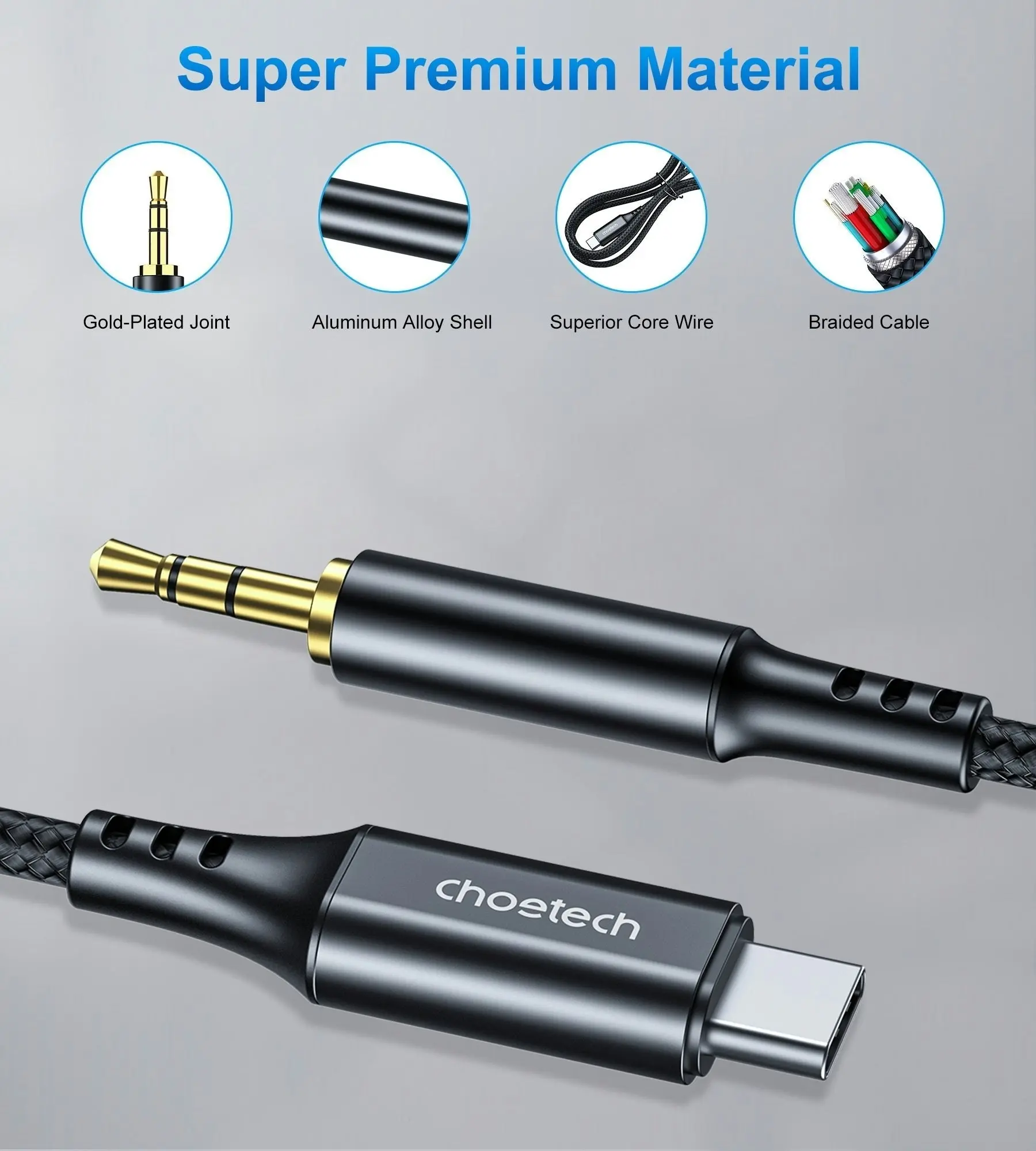 CHOETECH AUX008 Type-C To 3.5mm Audio Cable 2M